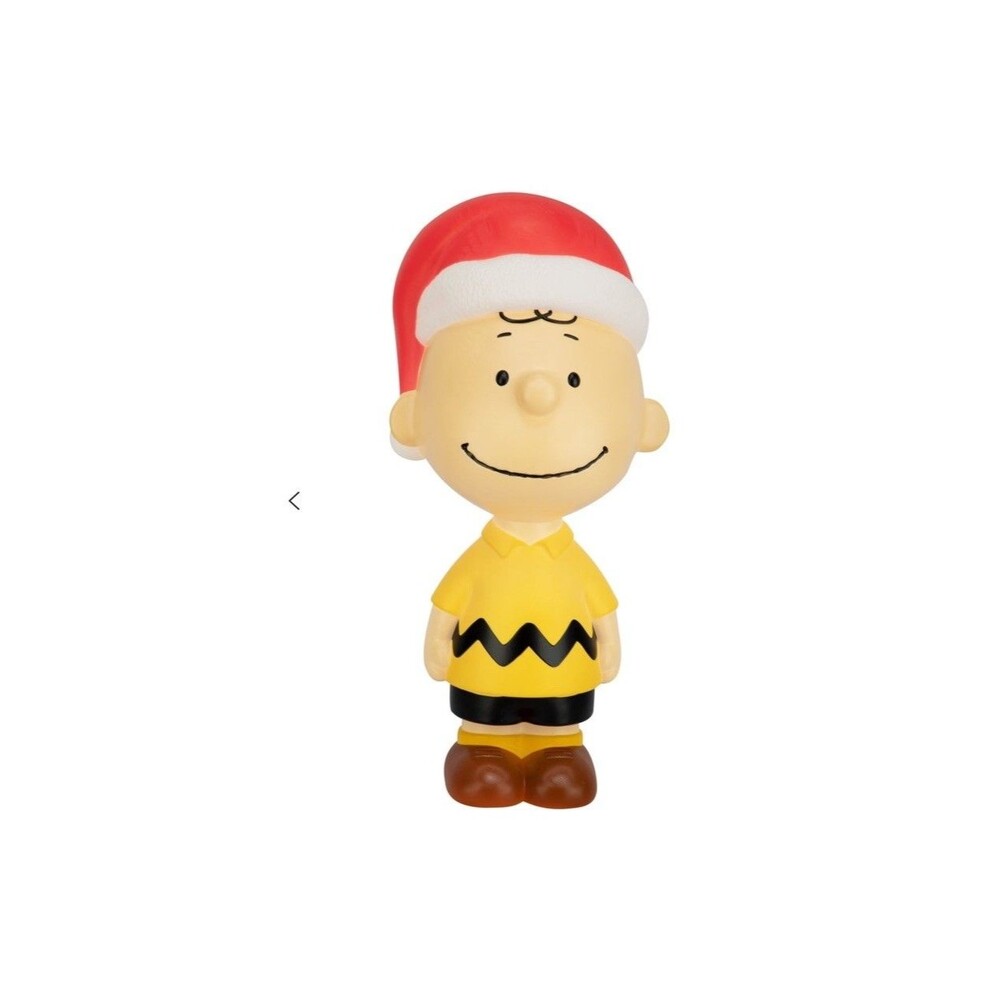 Blow Mold Decor Charlie Brown with Santa Hat 22 in NEW